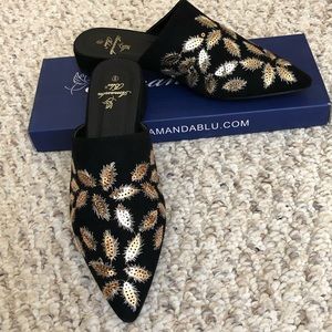 Amanda Blu, black and gold mule